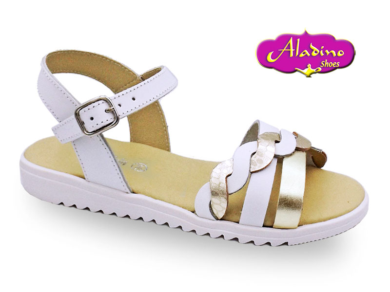 800 Bco/Oro Sandalia de Tiras Trenzado